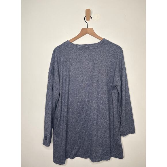 Cuddl Duds Soft Cardigan Sweater Petite Large Heather Navy Blue Loungewear Top - Picture 7 of 9